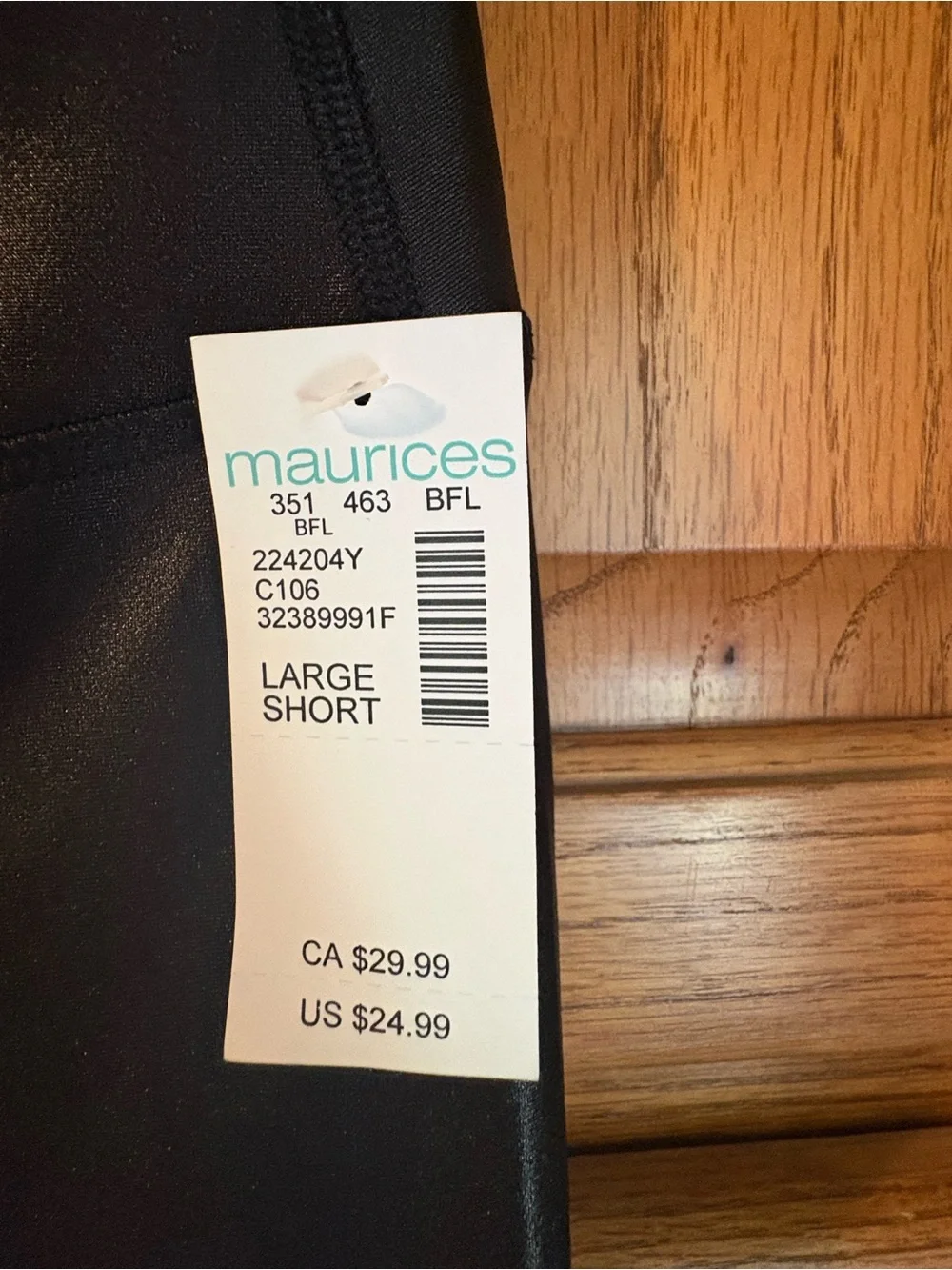 Maurices Black Faux Leather Leggings - Large Short